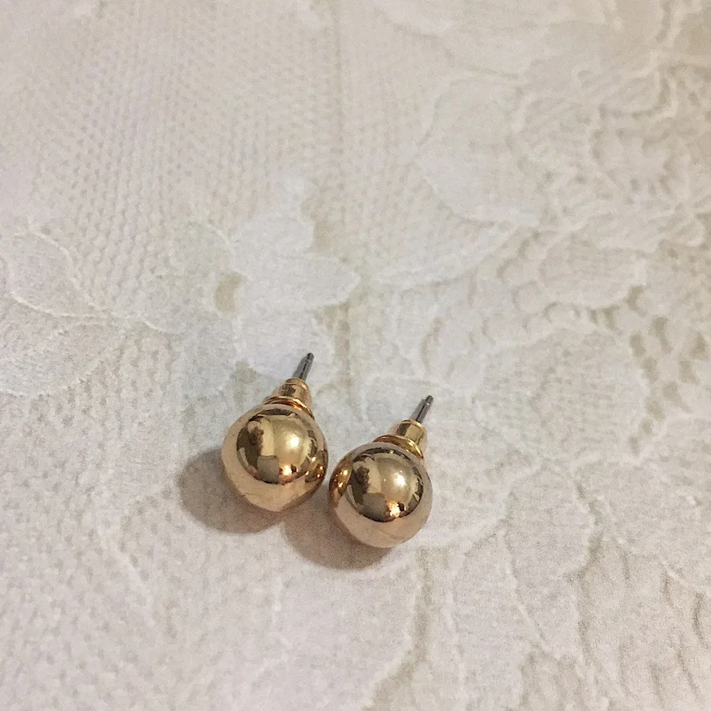 Gold button earrings